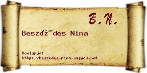 Beszédes Nina névjegykártya